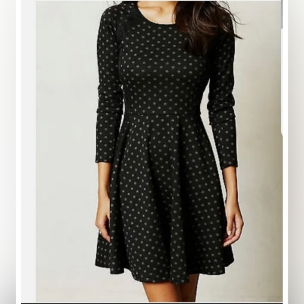 Anthropologie black gray dot Sweaterdress